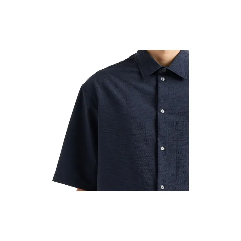 EMPORIO ARMANI Short sleeved Oversized Shirt In Technical Seersucker-4