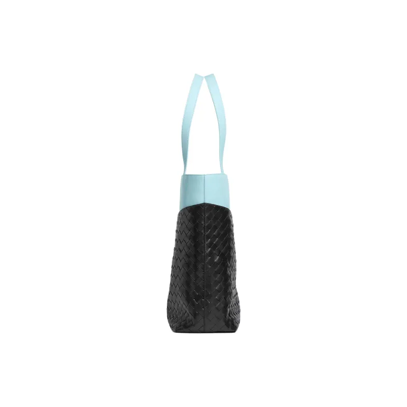 Bottega Veneta Calfskin Tote Bag, Shopping Bag, Handbag Trumpets Men's Black & Blue-1