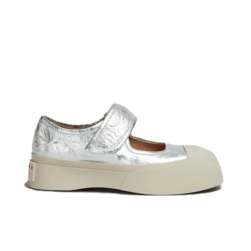 MARNI Mary Jane Metallic Wrinkled Sneakers Women's-1