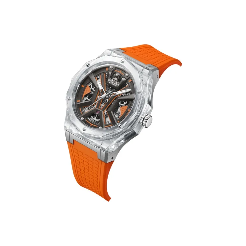 MESDUN Automatic Mechanical Movement Silicone Strap Watch Men's Watches Black Dial-4