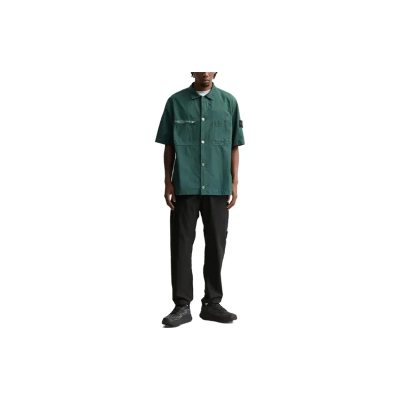 STONE ISLAND Shirts Men Bottle Green Gift Box Set-1