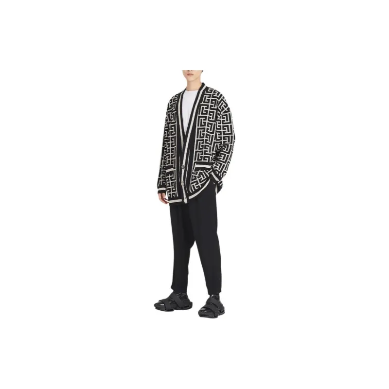 BALMAIN Monogram Jacquard Buttoned Cardigan-2