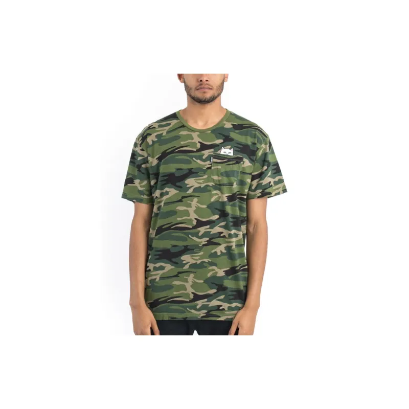 RIPNDIP Crew Neck Fitted Straight Short-Sleeved T-Shirt Unisex Green Camouflage-1