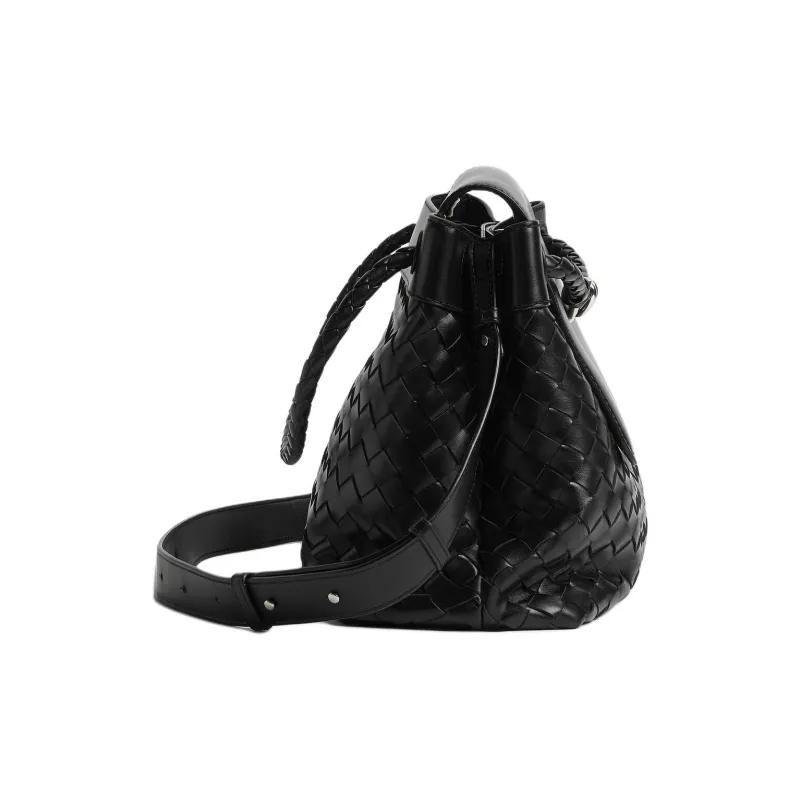 Bottega Veneta Andiamo Series Cow Leather One Shoulder Handbag Medium Size Men's Black-2