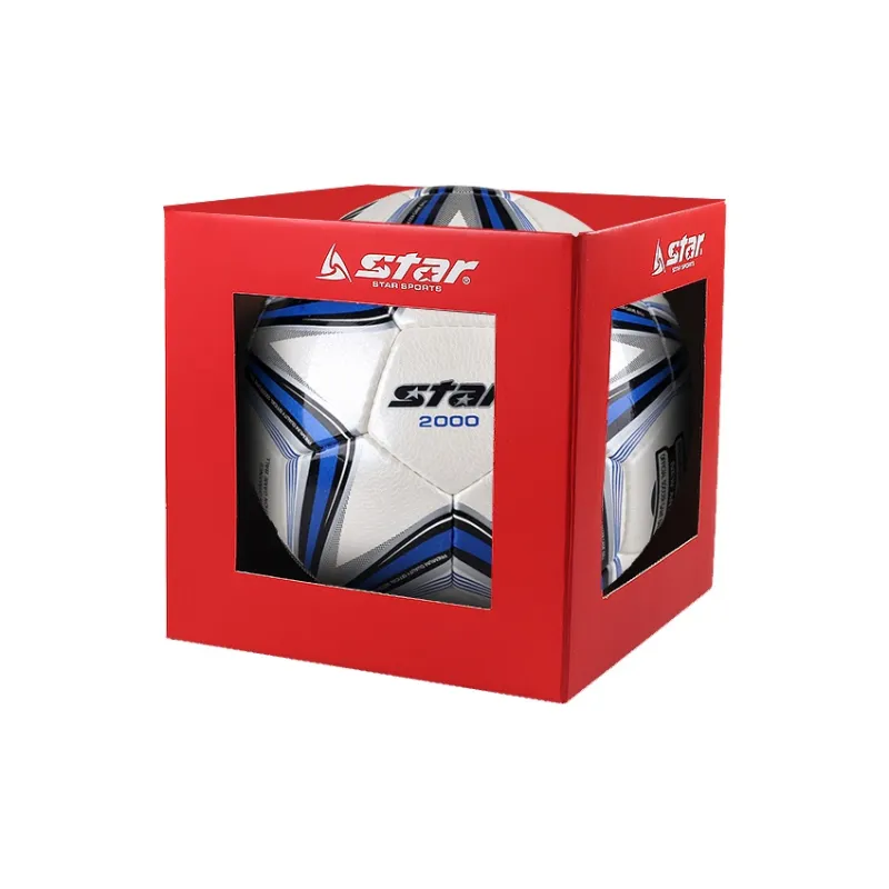 Star Size 5 Soccer PU Hand Stitched Soccer Ball Unisex White Blue-6