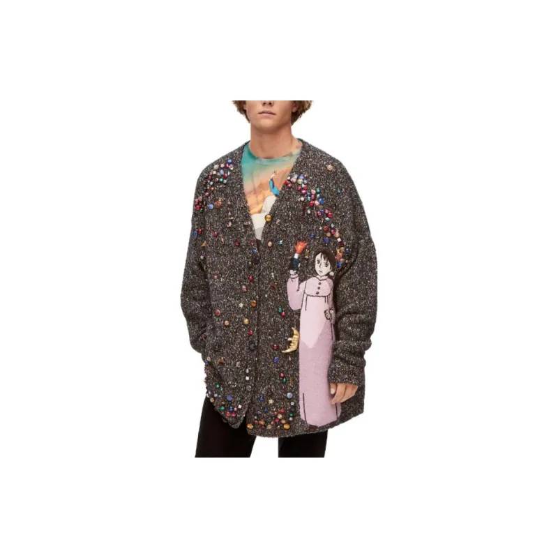 LOEWE X Howl's Moving Castle Cashmere Sweaters Unisex Dark Gray-3