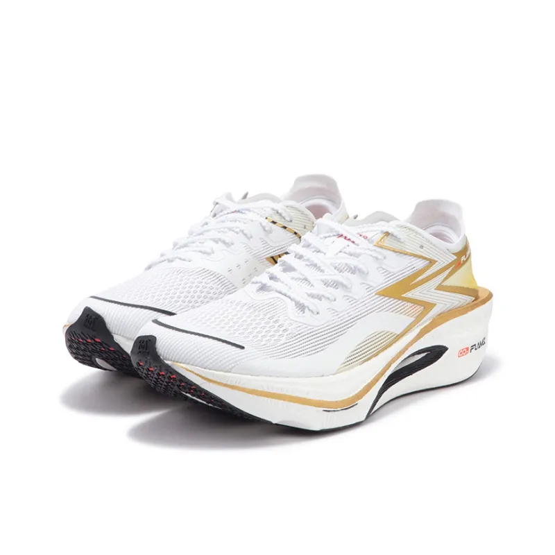 361° Fly Burn 3 Cushioning Anti Slip And Wear Resistant Low Top Carbon Plate Marathon Running Shoes Unisex White Gold-2