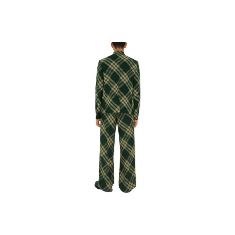 Burberry Check Pattern Buttoned Tailored Blazer-3