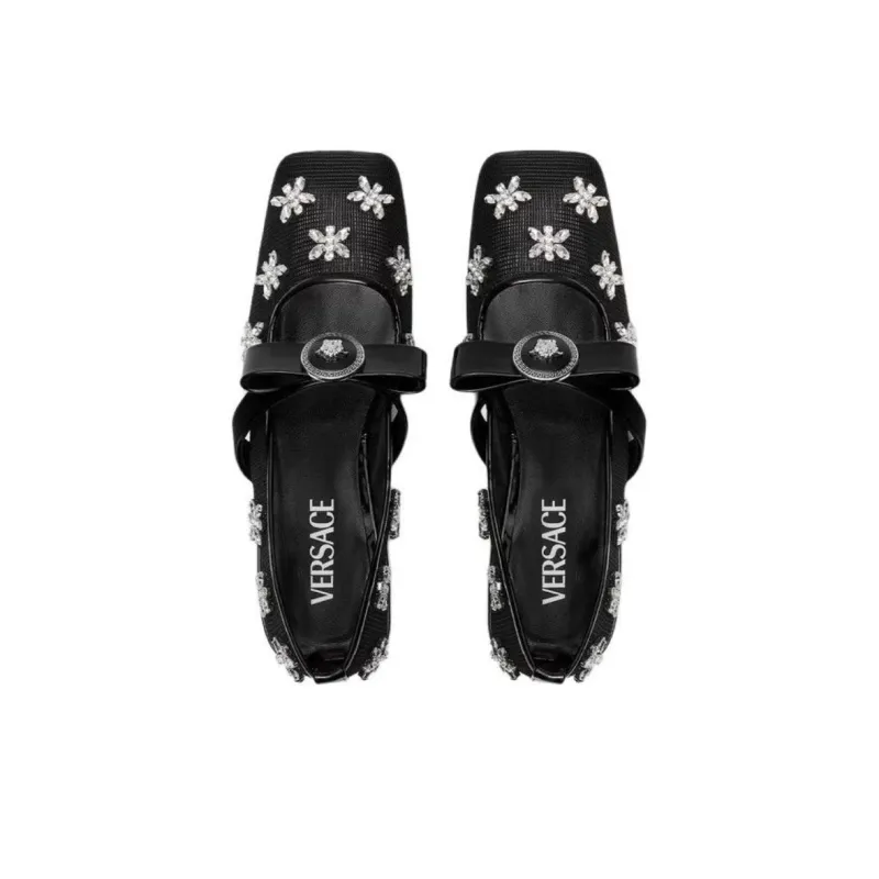 VERSACE Flat Casual Single Shoes Women's Black-3