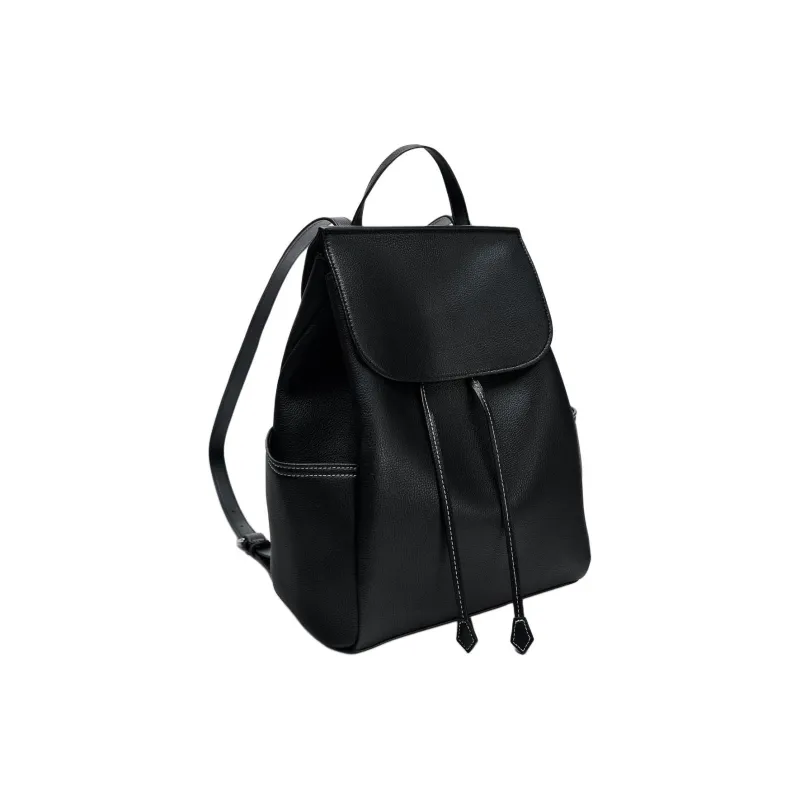 ZARA PU Backpack Large Size Women's Black-1