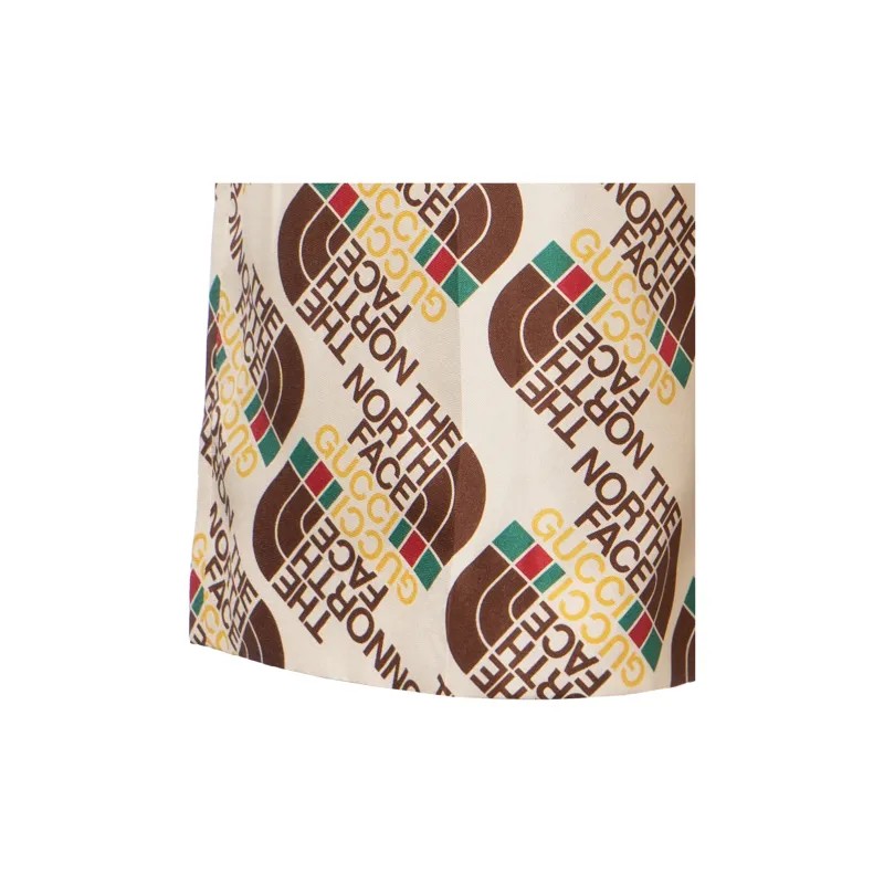 GUCCI X The North Face Logo Web Print Silk Shorts-5