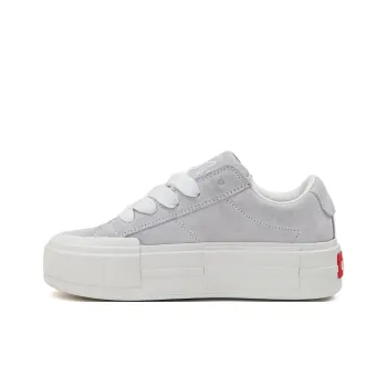 URAKCK Anti Slip Wear Resistant Low Top Skateboard Shoes Women's White Gray