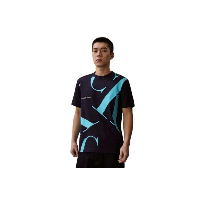 CK/Calvin Klein T Shirt Unisex Blue Print On Black Background-2