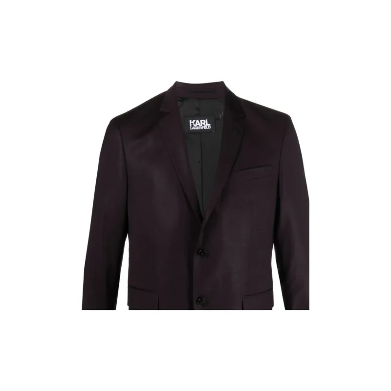 KARL LAGERFELD / Karl Lagerfeld Jeans Clever Brooch-detail Stretch-wool Blazer-4