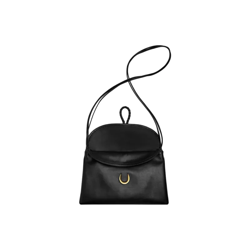 Bottega Veneta Cow Leather Shoulder Bag Crossbody Bag Medium Size Women's Black-1