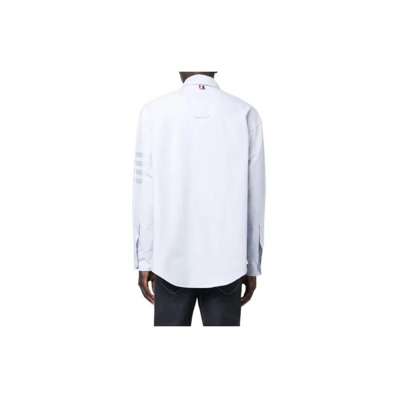 THOM BROWNE Striped Collared Button Up Shirt-3