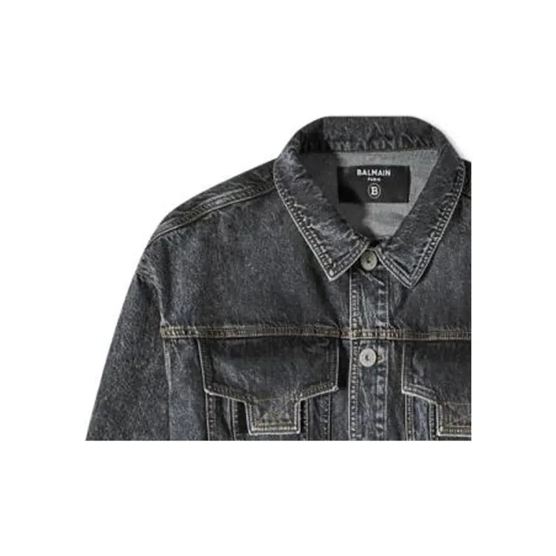 BALMAIN Denim Jackets Men Black-2