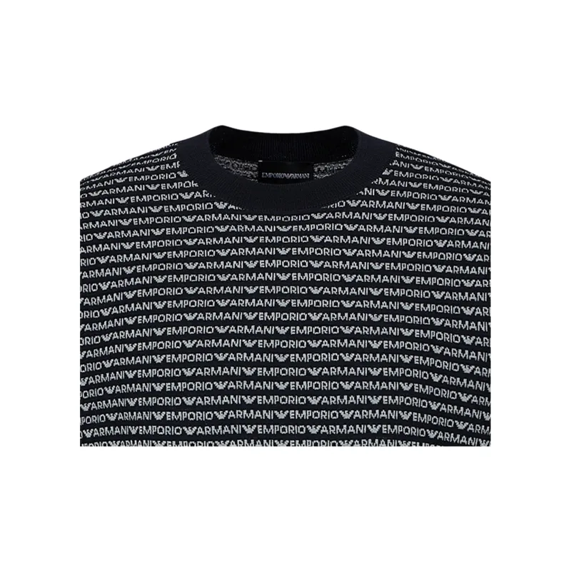 EMPORIO ARMANI Logo Intarsia Knit Crewneck Jumper-4