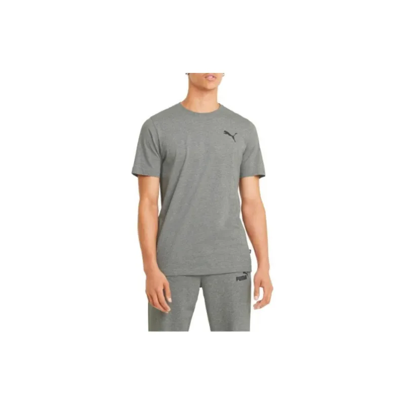 PUMA ESS SMALL LOGO TEE MEDIUM GREY HEATHER-M T-Shirt Men's Gray-3
