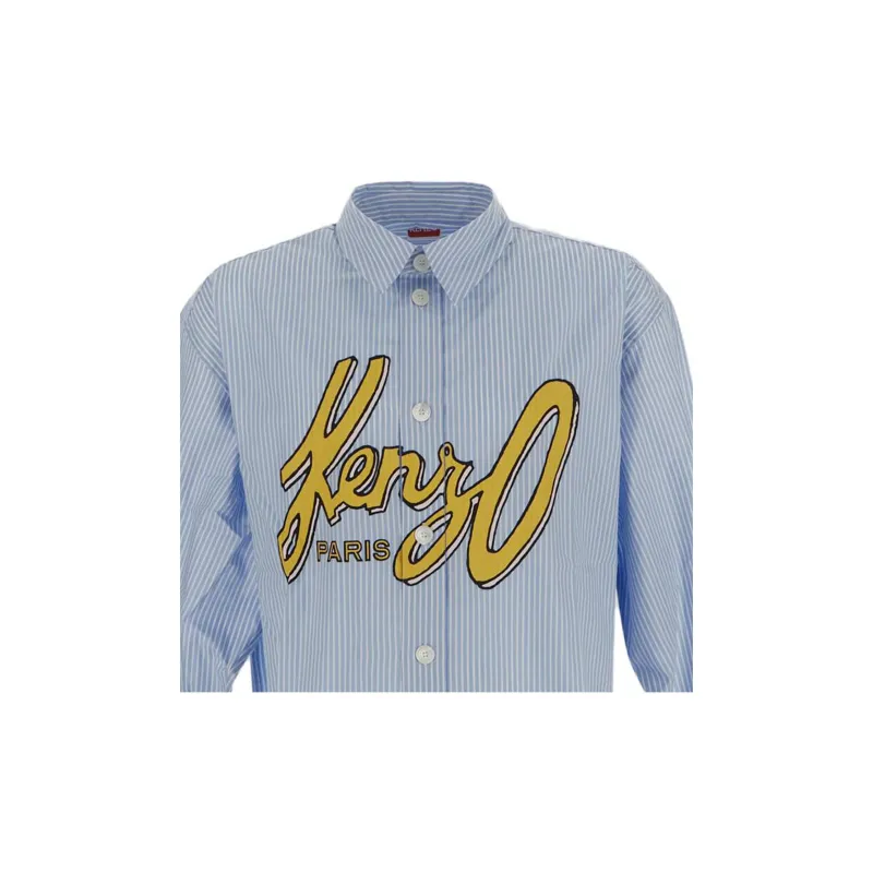 KENZO Logo print Striped Cotton Shirt-5