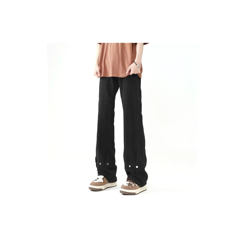POLAR BEAR Thin Refreshing Jeans Unisex Bootcut Yellow Mud Black Pants-3