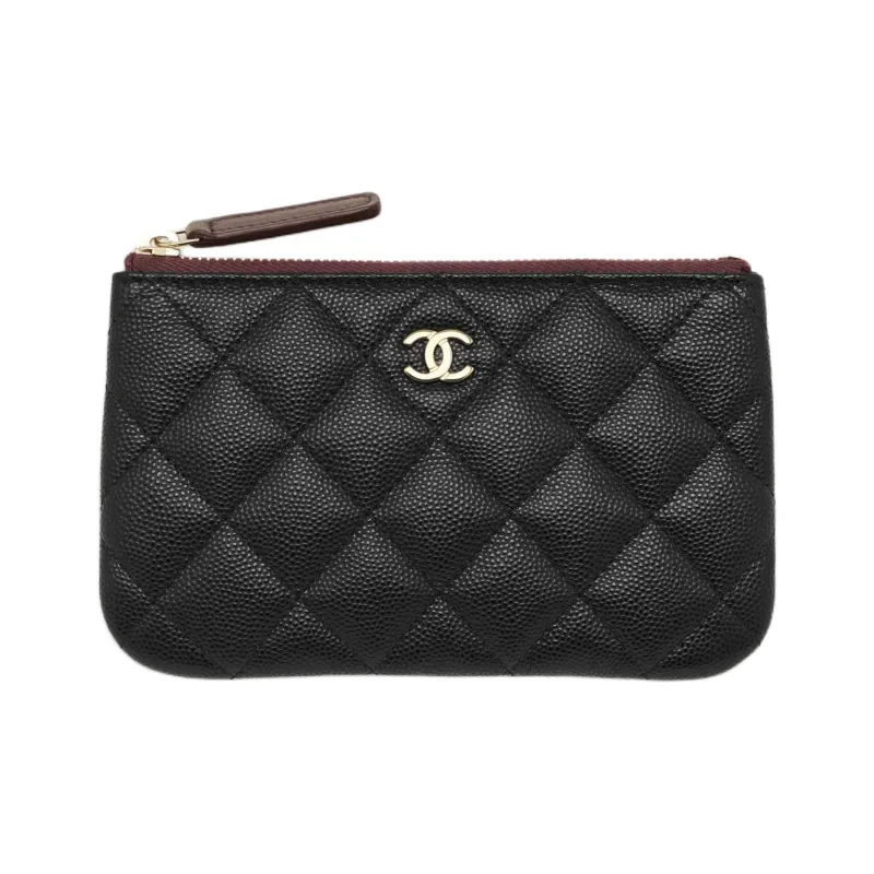 CHANEL Caviar Grain Embossed Shiny Calfskin Clutch Trumpets Women's Black-2