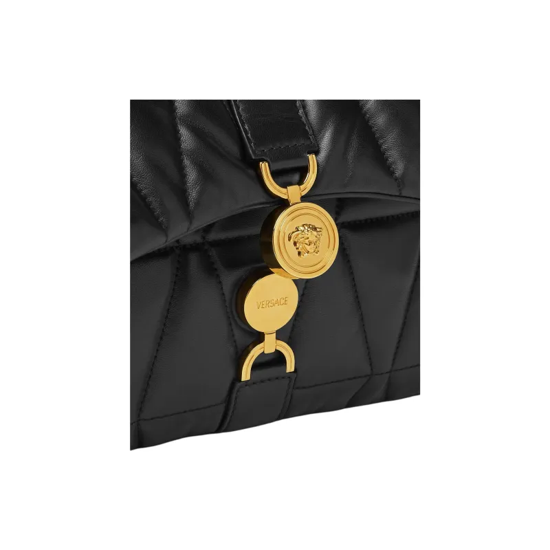 VERSACE Lambskin Medusa Shoulder Bag Women Black-3