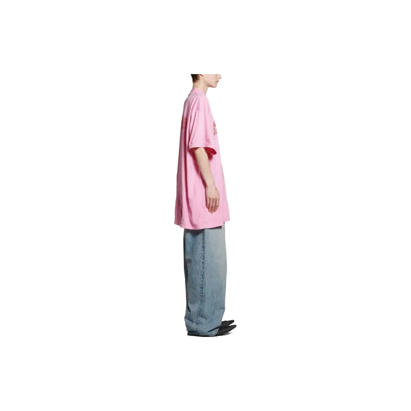 Balenciaga SS23 T Shirt Loose Fit Style Unisex Pink-2