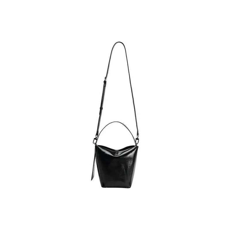 ZARA PU Bucket Bags Handbags Medium Size Women's Black-1