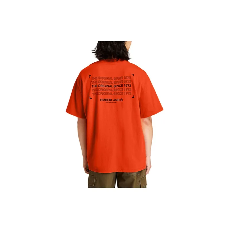 Timberland Drop Shoulder Sleeve T-Shirt Men's Orange Red-4