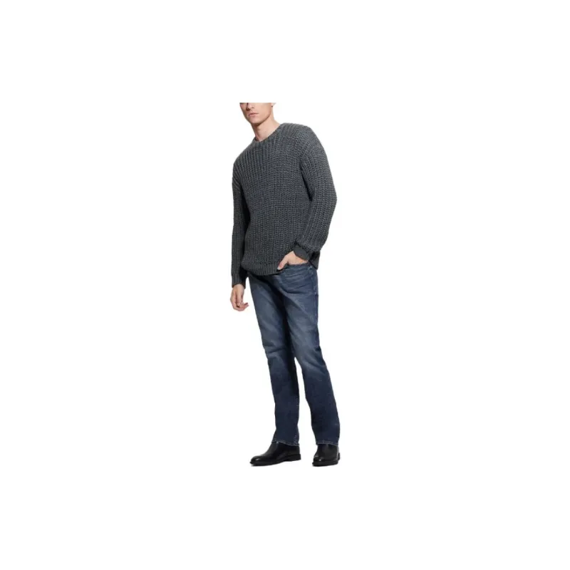 GUESS Rib Knit Sweater Sweater Men's Gray-1