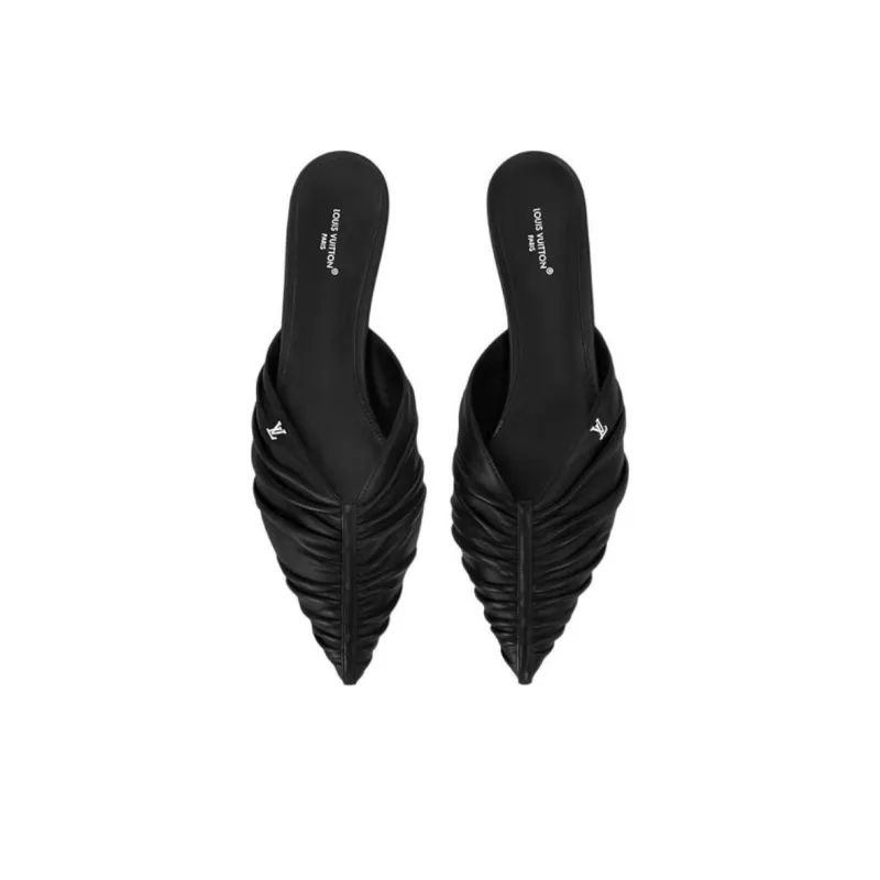 LOUIS VUITTON Closed Toe Slippers 3.5cm Women's Black-3