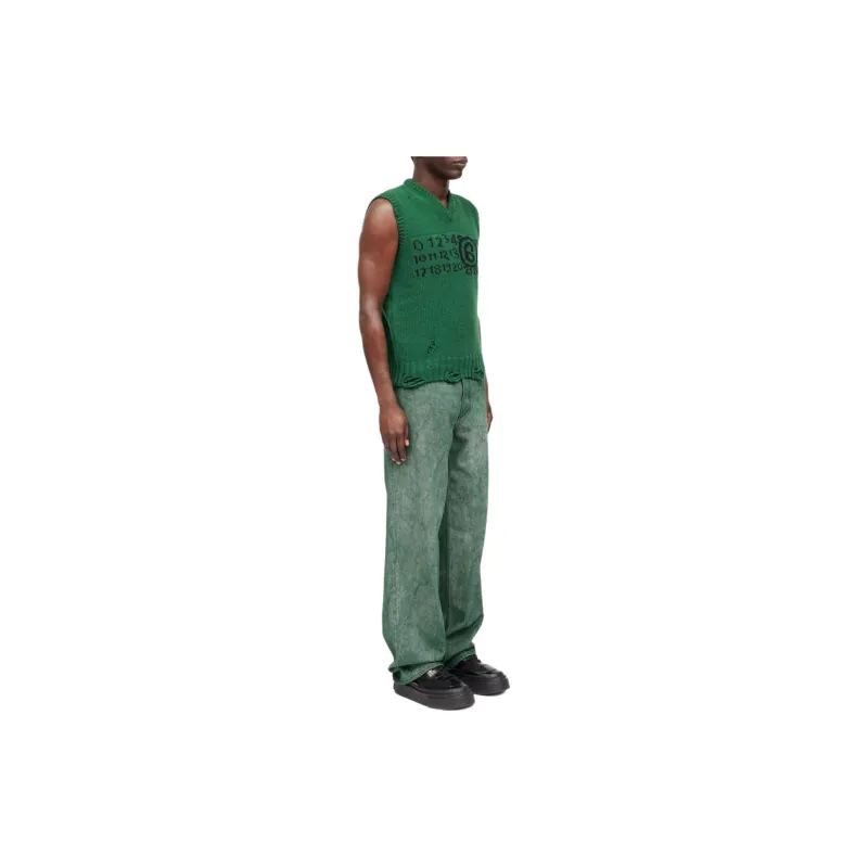 MM6 Maison Margiela V Neck Ribbed Jumper-3
