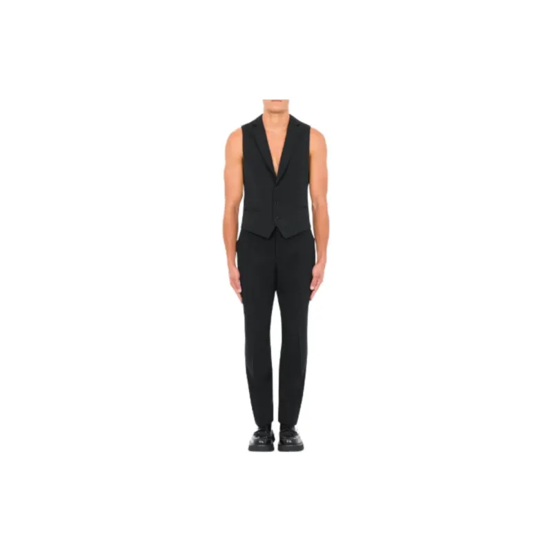MOSCHINO SS24 Wool Twill Gilet Vest Men's Black-1