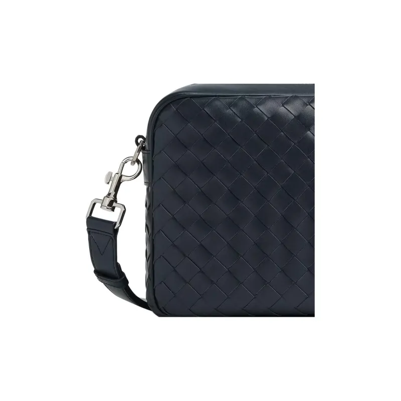 Bottega Veneta Grained Leather Camera Bag Shoulder Bag Crossbody Bag Medium Size Men's Dark Blue-4
