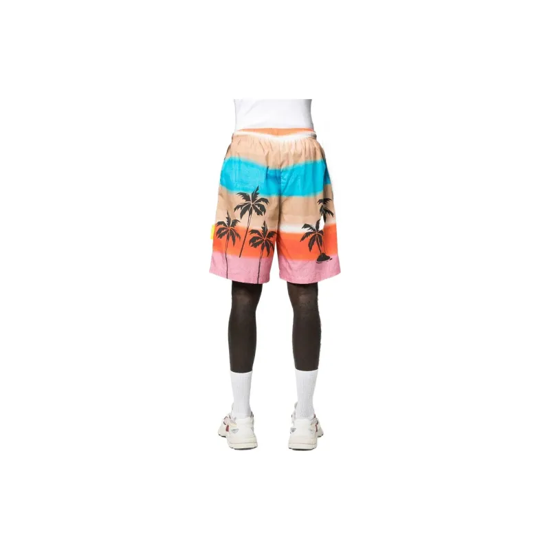 Barrow Palm Tree Printed Striped Bermuda Shorts-2