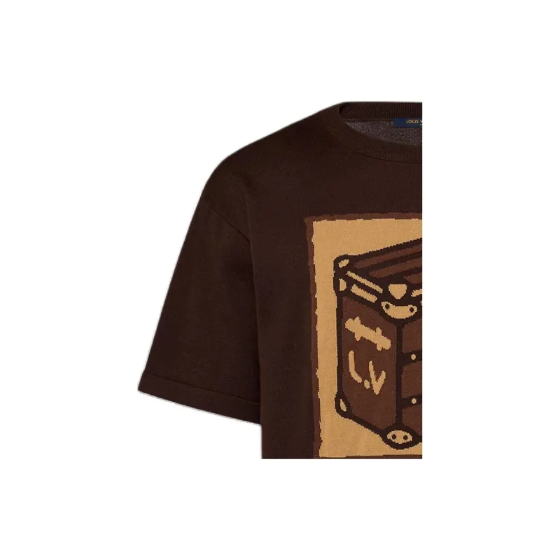 LOUIS VUITTON Short Sleeved Cotton Intarsia Crewneck-6