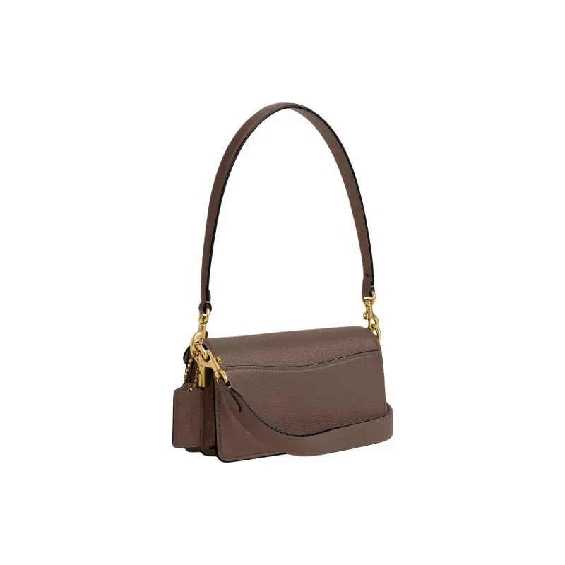 COACH Tabby Polished Pebble Leather Portable Crossbody Bag, Shoulder Bag Trumpets Women's Dark Color Gemstone-1