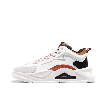 361° Jincheng Slip Resistant Height Increasing Mid Top Skateboard Shoes Men's White Brown