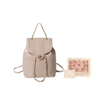 Rainbow Girl PU Backpack Women's Khaki/Black