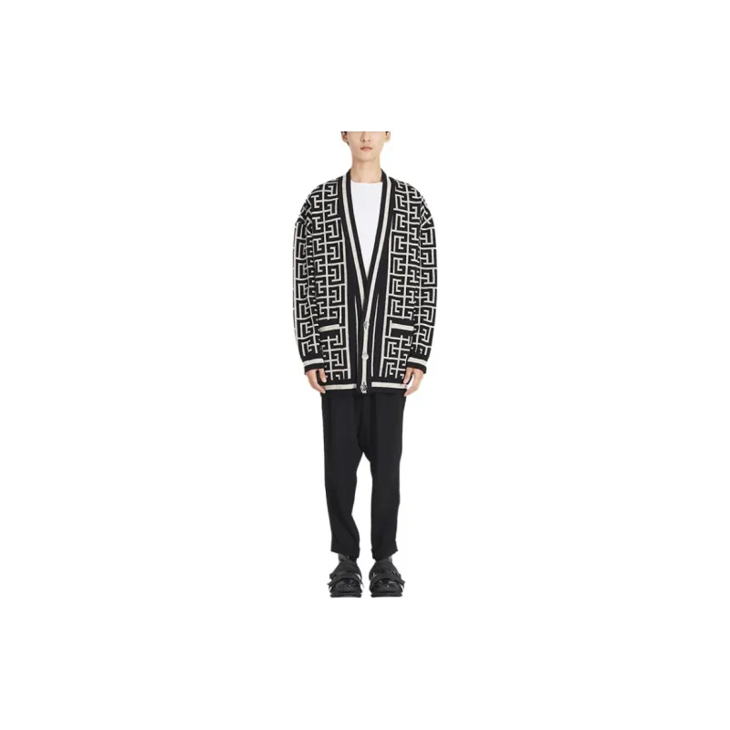 BALMAIN Monogram Jacquard Buttoned Cardigan-3