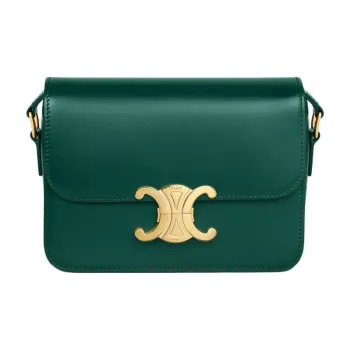 CELINE Triomphe Calfskin Crossbody Bag, Shoulder Bag Women's Racing Green