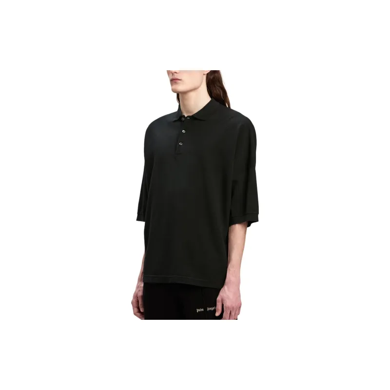 PALM ANGELS Logo Printed Drop Shoulder Polo Shirt-3