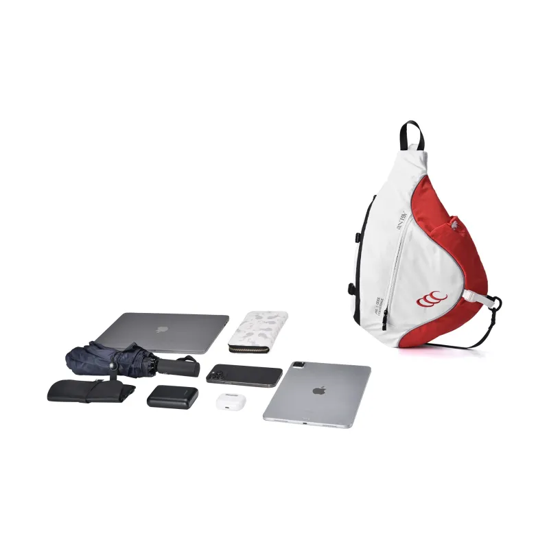 COEXISTENCE Water repellent Polyester Quiver Bag, Sling Bag, Crossbody Bag Regular Unisex White Red-4