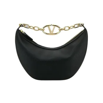 Valentino Vlogo Moon Leather Shoulder Bag Crossbody Bag Handbag Small Size Women's Black