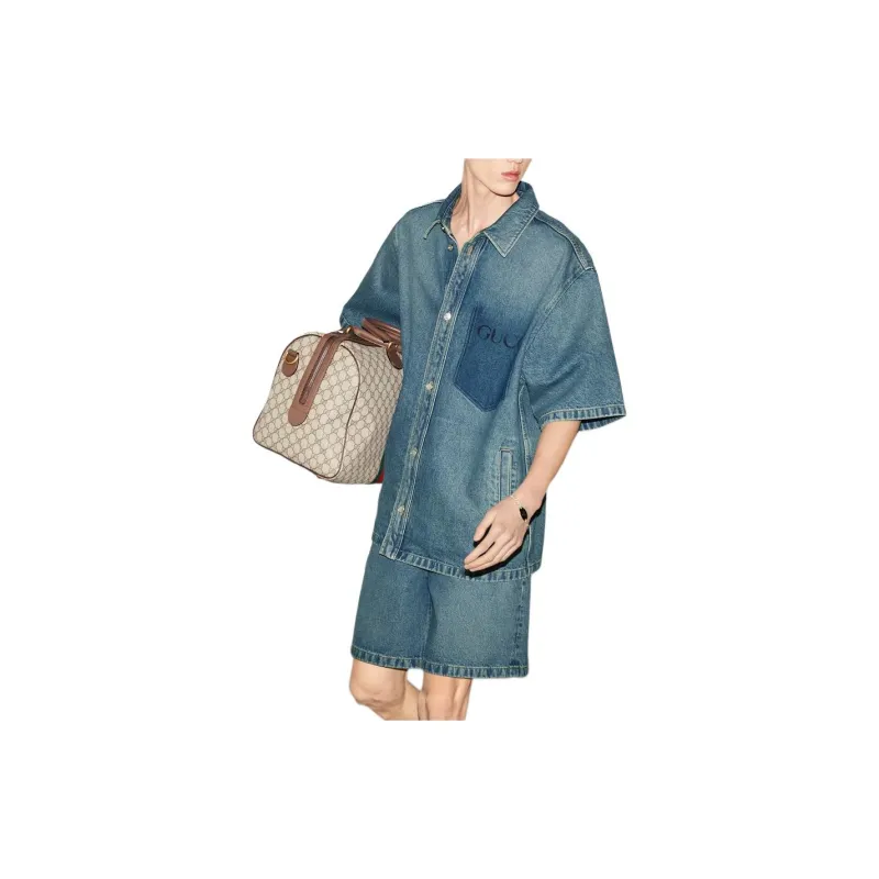 GUCCI Shirts Men Blue-3