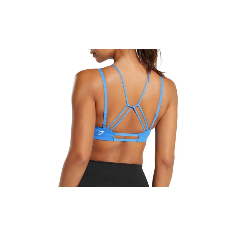 GYMSHARK Strappy Back Light Support Sports Bra Sports Underwear Women's Blue-1