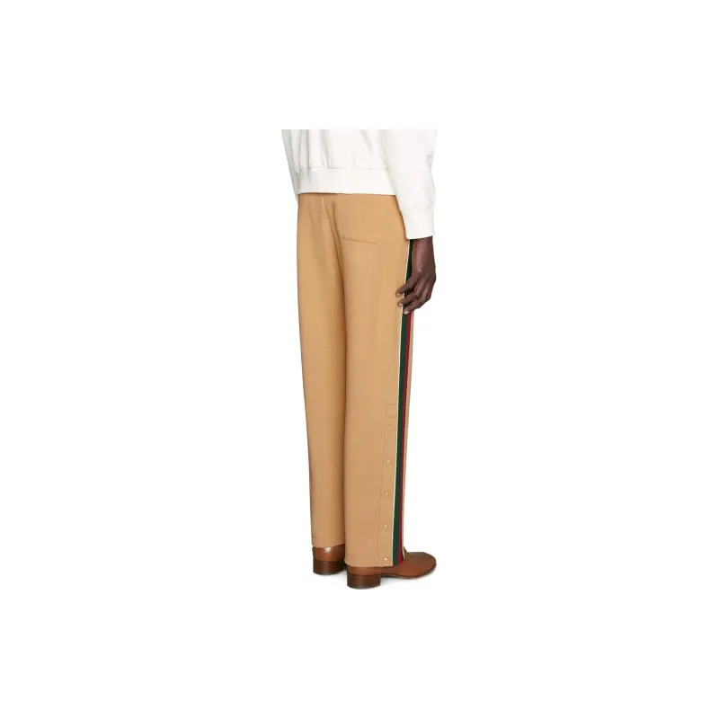 GUCCI SS22 Knitted Sports Pants Men's Brown-3