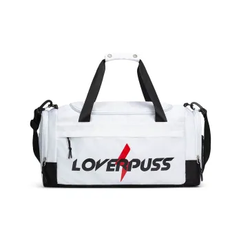 LOVERPUSS Polyester Portable One Shoulder Crossbody Gym Bags Large Size Unisex Black White