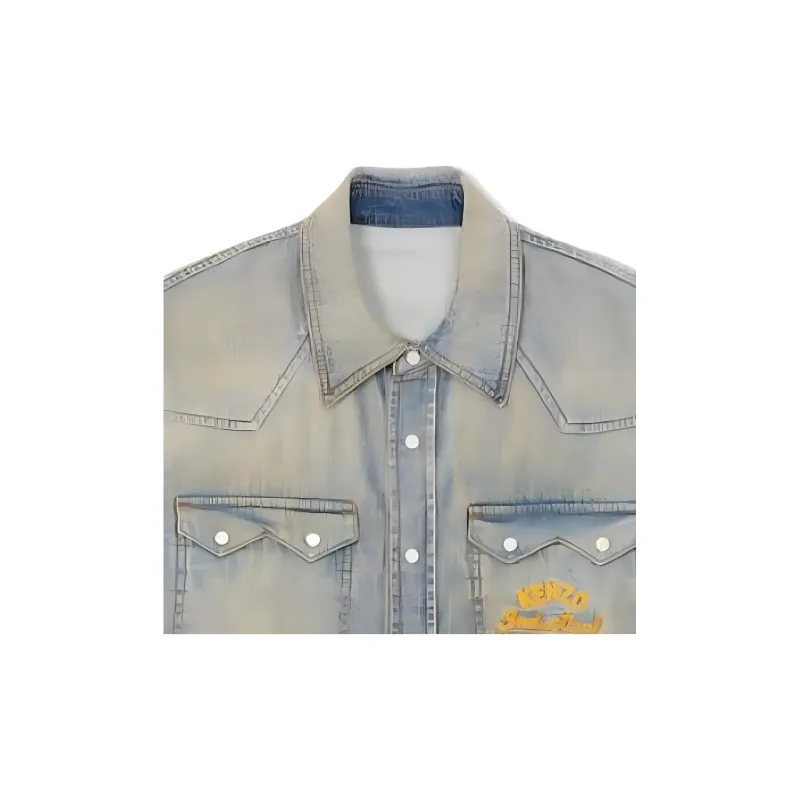 KENZO Drawn Varsity Denim Western Shirt-6
